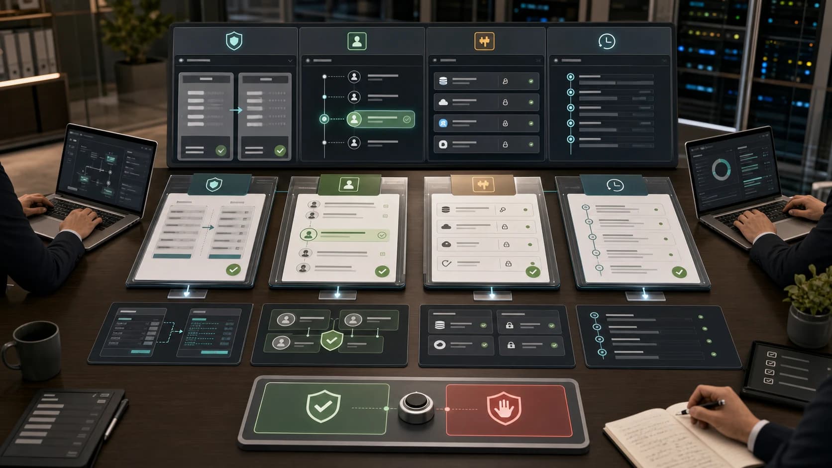 Security review evidence table with data boundary, approval, token, and audit packets